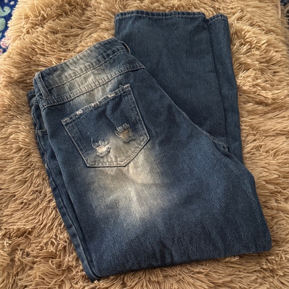 Distressed Blue Boot Cut Jeans - Picture 6 of 6